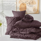 CozyLux Queen Comforter Set Cocoa Powder, 7 Pieces Pintuck Bed in A Bag, Premium Cocoa Powder Comforter Queen Size, Pinch Pleat Bedding Sets with Comforter, Sheets, Pillowcases & Shams