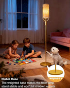64.6IN Black Floor Lamp - Dimmable LED Floor Lamp with Linen Shade, 3000K Soft Warm White | Bulbs Included | Modern Tall Lamp for Living Room, Bedroom, Wedding & Party