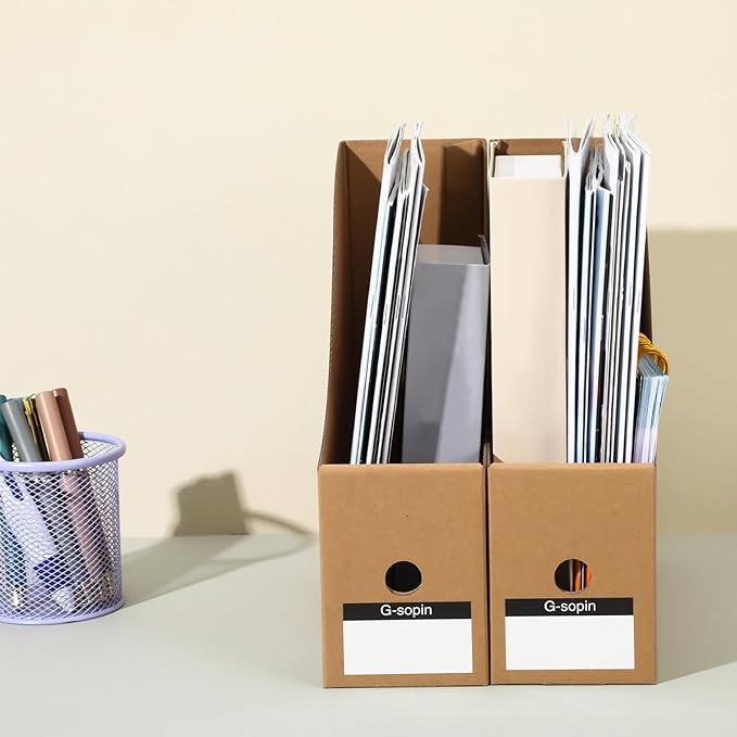 20 Pack Cardboard Magazine File Holders, Sturdy Book Bins for Classroom Library, 10.6'' ×10.2'' ×3.5'' Inch Vertical File Folder Box