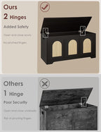 DINZI LVJ Storage Chest, 39.4" Rattan-Like Storage Box with 2 Safety Hinges, Wooden Entryway Shoe Bench with Flip-Top, Bedroom, Easy Assembly, Espresso and Natural