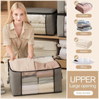 Large Storage Bags, Clothes Storage Bins Foldable Closet Organizers Storage Containers with Durable Handles Thick Fabric for Blanket Comforter Clothing Bedding(grey, 60L (4Pick)