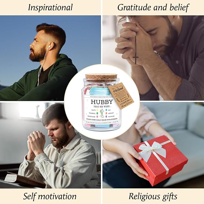 NewEleven Valentines Day Gifts For Husband - Husband Gifts, Christian Gift For Him, Husbands - Inspirational, Valentines Day Gift For Hubby From Wife, Her - Bible Verse Jar