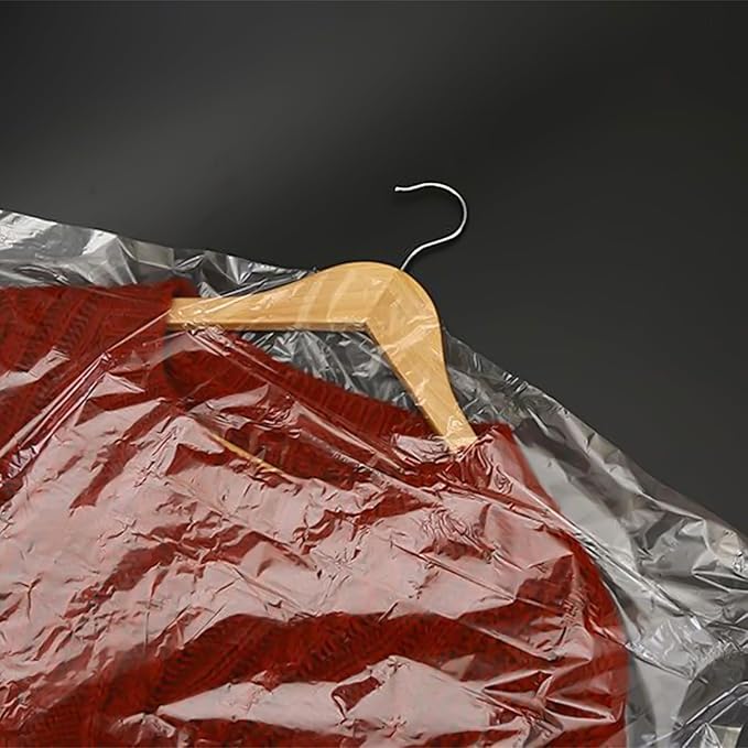 20 PCS 60 Inch Plastic Garment Bag, Dry Cleaner Bags Laundry Bags, Clear Hanging Clothing Covers for Long Dresses Skirt Coat Suit Shirt Jacket