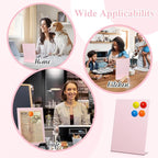 Shimeyao 2 Pcs Pink Magnetic Bulletin Board for Tabletops with 8 Magnets 10x7 Inch Memo Display Easel Stand for Home Office School Kitchen Table Supplies (Square)