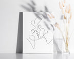 Y2K BOO Kissing Couple Wrapped Canvas Wall Art Romantic Intimacy Continuous Line Drawing 12x16 Inch Gallery Stretched Modern Home Love Art Decor