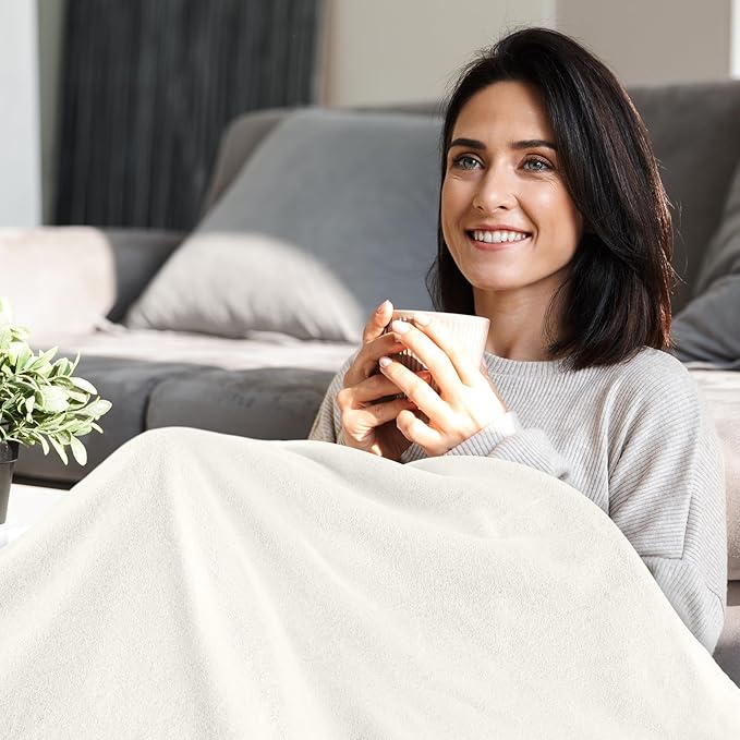 Newwiee 24 Pcs Fleece Throw Blankets Bulk 50'' x 60'' Oeko-tex Standard 100 Certified Spring Outdoor Wedding Guest Blankets Lightweight for Sleepover Donation Lap Pet Sofa Home (White)