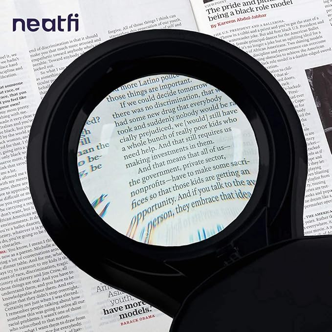 Neatfi 1,200 Lumens LED Magnifying Lamp with Clamp – 5-Inch Lens, 5 Diopter, Dimmable, Adjustable Arm, Includes Microfiber Cloth, Lamp for Reading, Sewing, Crafting (Black, 5 Diopter)