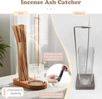 2 in 1 Glass Incense Holder and Burner with Ash Catcher and Stick Storage,Anti-Ash Flying, Mess-Free for Meditation Yoga Spa Gift Home Decor