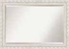 Amanti Art White Wall Mirror 30x42 Opera Off White Rectangle Bathroom Mirror for Wall Decor Living Room, Large Traditional Wood Frame, Hangs Horizonally and Vertically, Bathroom Decor, Beveled Edge