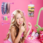 4Pcs Headband Holder Stand Scrunchie Organizer, Girls Hair Accessories Organizer Storage for Headband Hairband Hair Ties, Clear Glitter Adhesive Scrunchy Holder Scrunchie Storage…