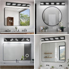 Modern LED Bathroom Lights Fixtures(5-Light),Metal Black Acrylic Wall Lighting,Vanity Lights for Bathroom Over Mirror(6000k 34in)