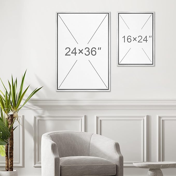MUDECOR Framed Wall Art Print Set Minimalist Abstract Landscape Misty Horizons Illustrations Modern Art Decorative Chic for Living Room, Bedroom, Office - 24"x36"x3 White