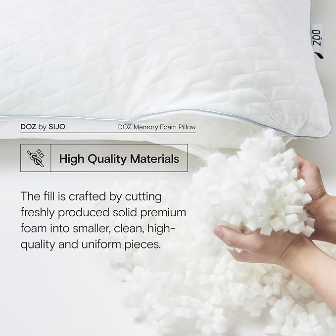 DOZ Adjustable Bed Pillow, Cooling Surface, Shredded Memory Foam, Medium Firm, Perfect for Back, Side, Stomach Sleeper, Oeko-Tex and CertiPUR-US Certified (King)
