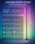 Corner LED RGB Floor Lamp, Smart Dimmable Corner Light with Music Sync, Color Changing Ambient Lighting with App and Remote Control, for Bedroom, Living Room Gaming Room