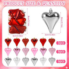 18 Pcs Valentines Tree Heart Ornaments Red Pink Silver Heart Shaped Valentines Tree Decorations 3 Style 3.2" Valentine Ornaments for Christmas Tree Anniversary,Wedding,Party Decoration