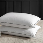 APSMILE Medium Firm Feathers Down Pillow Standard Size Set of 2, Luxury Feathers Pillow for Sleeping, 100% Organic Cotton Cover Hotel Bed Pillow for Side Sleeper (White, 20"x26")