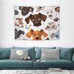 VUMIVI Cartoon Dog Head Tapestry Adorable Pets Humorous Style Abstract Art Illustration Tapestry Wall Hanging for Living Room Bedroom Dorm Classroom Aesthetic Decor W40xL30in
