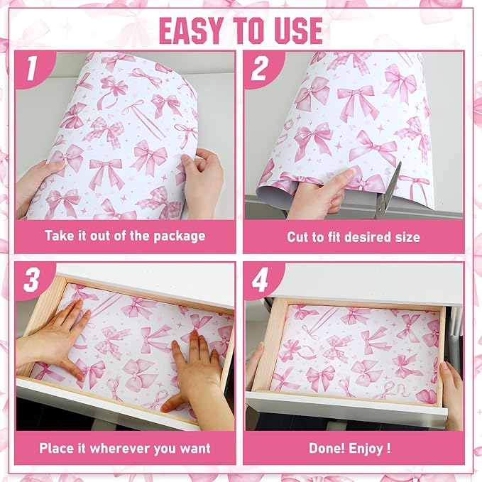 BBTO 20 Sheet Scented Drawer Liners for Dressers 15.8" x 22" Scented Fragrant Cabinet Paper Liners Non Adhesive Drawer Paper Mats for Bedroom Home Closet Shelves(Bow)