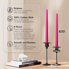 10-Inch Tall Dripless Taper Candles Set of 4 - Hot Pink Tapered Candles, Perfect for Spring - Smokeless, Unscented, Long Burning - Hand Poured, Colored Tall Candlesticks - neon Pink