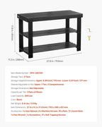 VEVOR Shoe Rack Bench, 3-Tier Bamboo Entryway Bench, Shoe Storage Organizer Holds Up to 286 lbs, 27.6 x 11.3 x 17.8 Inches, for Front Door, Hallway, Living Room, Bedroom, Black