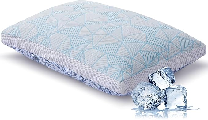 Shredded Memory Foam Cooling Soft Bamboo Viscose Pillow Adjustable Hypoallergenic Hotel Quality Pillow for Stomach, Back or Side Sleeper, Oeko-TEX Certified Queen Size