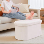 30 Inches Ottoman with Storage,Bedroom Bench with Storage, Ottoman Foot Rest for Living Room,30" L x 15" W x 15" H-White