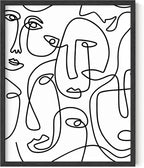 Y2K BOO Abstract Face Pattern UNFRAMED Wall Art Collage of Modern Faces Continuous Line Drawing 8x10 Inch Heavyweight Paper Studio Home Decor