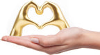 Gold Heart Hands Sculpture – Modern Love Statue for Home & Bookshelf Decor