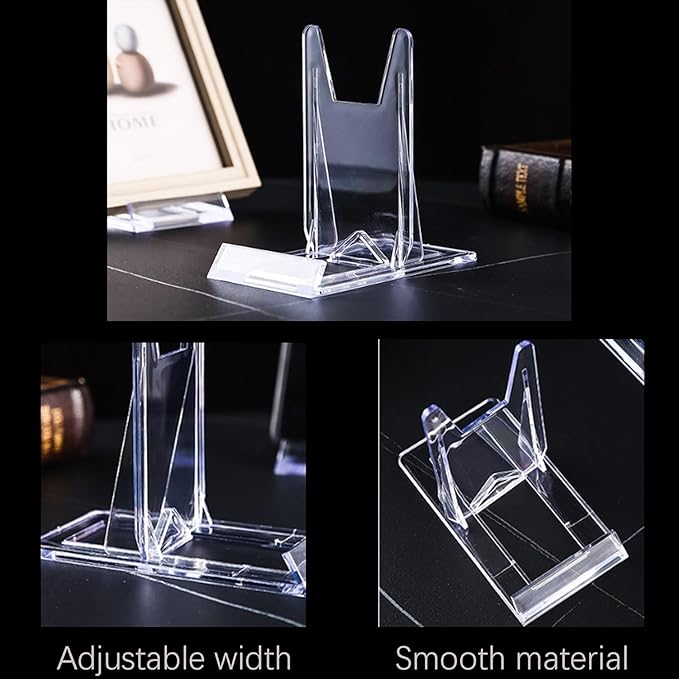 10 Pack Acrylic Book Stand for Display Adjustable Comic Book Holder Stand Portable Clear Easel for Displaying Picture, Sports Cards, Postcard, Magazine, Artworks