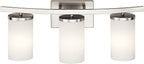 Kichler Crosby 23" Vanity Light in Brushed Nickel, 3-Light Contemporary Bathroom Light with Satin Etched Cased Opal Glass, (23" L x 8.75" H), 45497NI