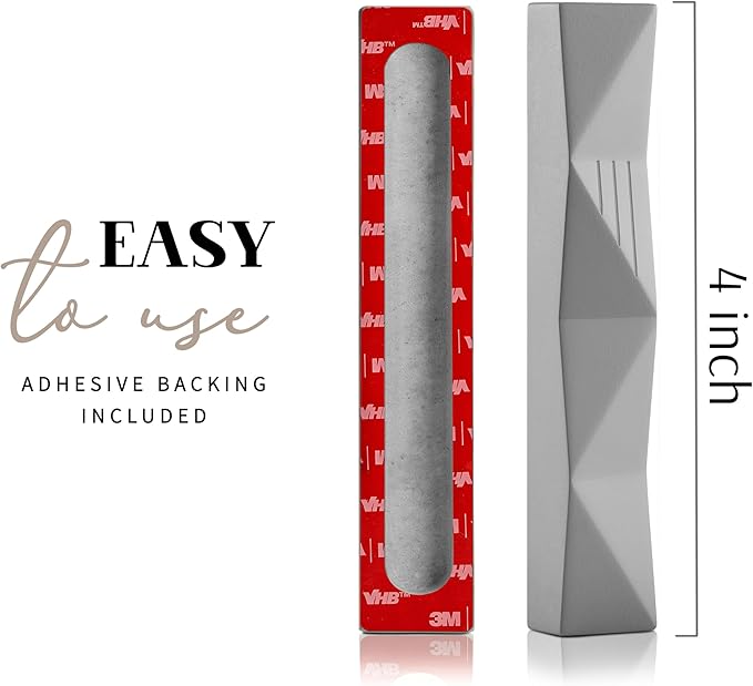 SURI Jewish Mezuzah for Door – 4 Inch Gray Concrete Mezuza Case with Printed Scroll, Fits a 3 Inch Mezuzzah Scroll, Self-Stick Adhesive, Gift Box Included