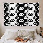 VUMIVI Pet Paws Tapestry Cute Puppy Kitten Black White Animal Paws Modern Funny Art Tapestry Wall Hanging for Living Room Bedroom Dorm Classroom Aesthetic Decor W60xL40in