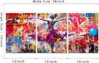 Novatique Graffiti Wall Art for Bedroom Banksy Street Wall Art Colorful Street Art Picture Print Pop Art Wall Decor for Living Room Bathroom,12" x 16" x 3Pcs