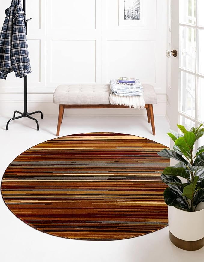 Unique Loom Barista Collection Area Rug - Icatu (10' Round, Beige/Brown)
