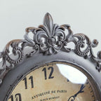 NIKKY HOME Small Vintage Table Clock, Decorative Shelf Desk Top Clock Battery Operated Round French Design, Farmhouse Home Decor for Bathroom, Tabletop, Desktop, Countertop, Rustic Grey