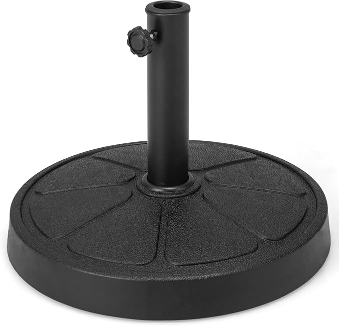 Giantex 31 lbs Patio Umbrella Base, 18" Round Market Umbrella Stand for 1.5''-1.9'' Umbrella Poles, Heavy Duty Resin Base with Metal Support Holder for Deck Garden Poolside (31 lbs)