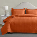 Maple&Stone Quilt Set California King Size, Lightweight Burnt Orange Bedspread Ultrasonic Chevron Pattern Light Coverlet for All Season Comforter Bedding Decor - 3 Piece Bed Cover Sets