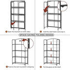 Crofy No Assembly Folding Bookshelf for Living Room, 4 Tier Black Collapsible Book Shelf for Home Office, Portable Bookcase Storage Organizer