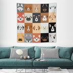 VUMIVI Dog Tapestry Funny Cartoon Pet Patterns Colorful Illustrations Square Animals Tapestry Wall Hanging for Living Room Bedroom Dorm Classroom Aesthetic Decor W60xL60in