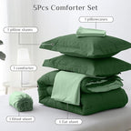 JOLLYVOGUE Twin XL Comforter Set, Ultra-Soft Bed in a Bag Twin XL Size 5 Pieces, Oeko-TEX Certified Bedding Set with Down Alternative Comforter, Sheets, Pillowcases & Shams, Dark Green & Light Green