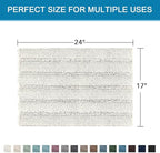 H.VERSAILTEX Bath Mats for Bathroom Non Slip Thick Chenille Striped Bath Rug Absorbent Fluffy Soft Shaggy Rugs Washable Dry Fast Plush Mats for Indoor, Bath Room, Tub - 17" x 24", Cream