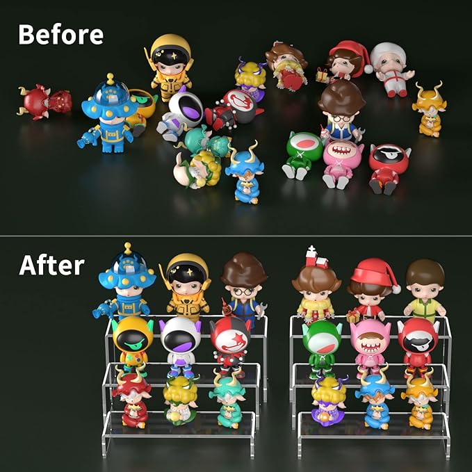 HIIMIEI Acrylic Display Risers, 6 Pcs 9" Large, Thickened 5mm Clear Rectangular Risers for Cupcake Stand, Tiered Display Stand for Collectibles