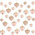 Skylety 30 Pieces Valentine's Day Heart Ornaments, Heart Shaped Decorations Tree Hanging Baubles for Valentine Wedding Anniversary, 3 Styles 2 Size (Rose Gold)