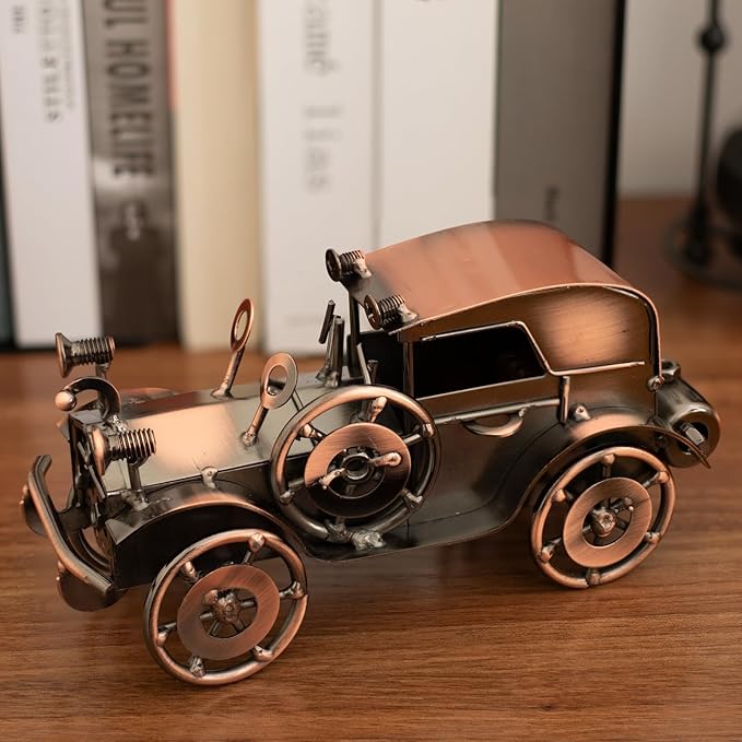 Classic Car Gifts for Men, Unique Cool Birthday Gift Ideas, Vintage Car Decor for Room, Home, Office, Man Cave, Garage, Antique Scrap Metal Model Car Ornaments (M-1)