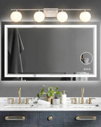 New Bathroom Vanity Light Fixtures 4 Lights Brushed Nickel Glass Shade Modern Wall Bar Sconce Over Mirror（(Exclude G9 Bulb)