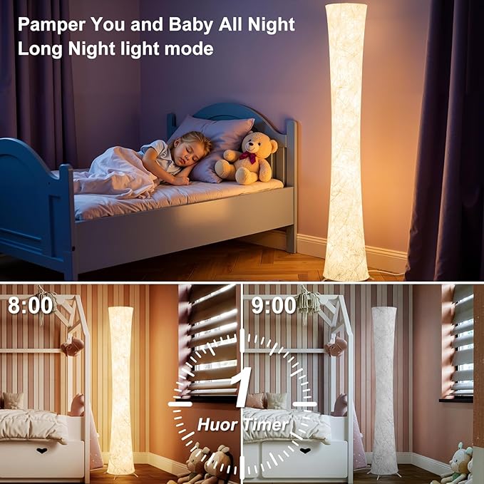 WORLD WIN LED Floor Lamp for Living Room, 61'' Modern Floor Lamp with 3 Color Temperature Light, APP & Remote Control, Timer Setting, Dimmable Standing Corner Lamps for Bedroom, Office