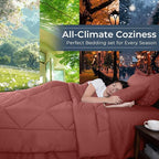 HEVUMYI Terracotta Twin-XL Comforter Set - 5-Piece All Season Bed in a Bag Twin-XL, Ultra Soft Bedding Set with Comforter, Flat Sheet, Fitted Sheet, Pillowcases, Pillow Shams