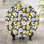 Ceramic Plates, Floral Decorative Ceramic Plates, Tropical Hibiscus Blossoms Petals with Lemons Nature, 10 Inch, for Dining, Parties, Wedding, Multicolor