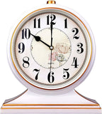 rnuie Desk Clock for Table Decor, Retro Mantel Clock Battery Operated for Fireplace Mantel, Living Room, Bedroom, Office, Desktop Decoration(White)