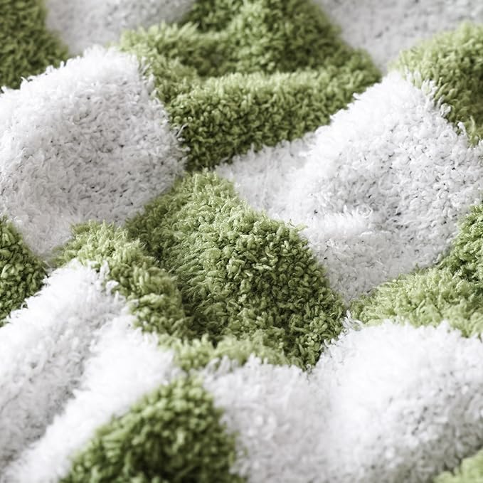 Panku Checkered Blanket, Ultra Soft Green Checkered Throw Blanket, Warm Fluffy Checkerboard Blanket for Couch and Sofa (50x60 Inches, Green)